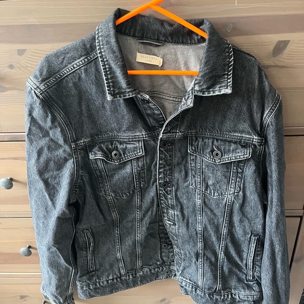AllSaints Black Washed Jean Jacket